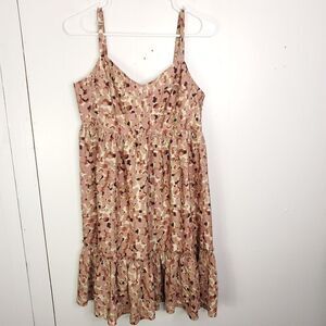 Fossil Dress WOmens Small Y2K Babydoll Flouncy Floral Drop Waist Tiered Pink